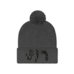 Five Toes Down Pom Pom Beanie Embroidered