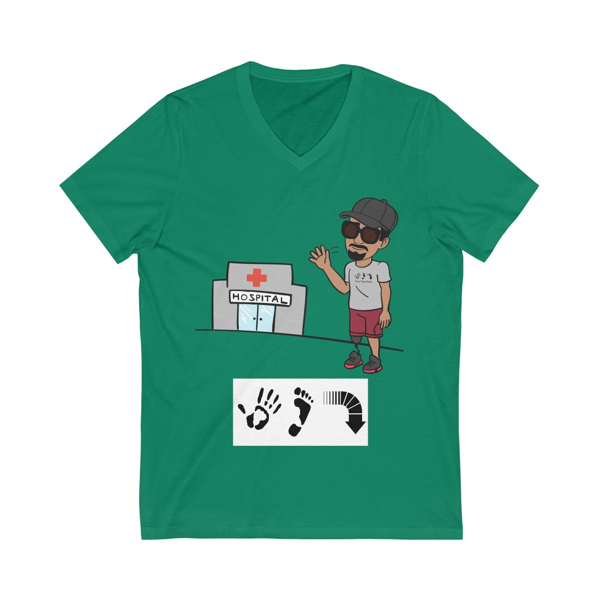 Five Toes Down Bye Unisex V-Neck Tee