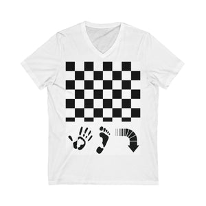 Five Toes Down Checkerboard Unisex V-Neck Tee