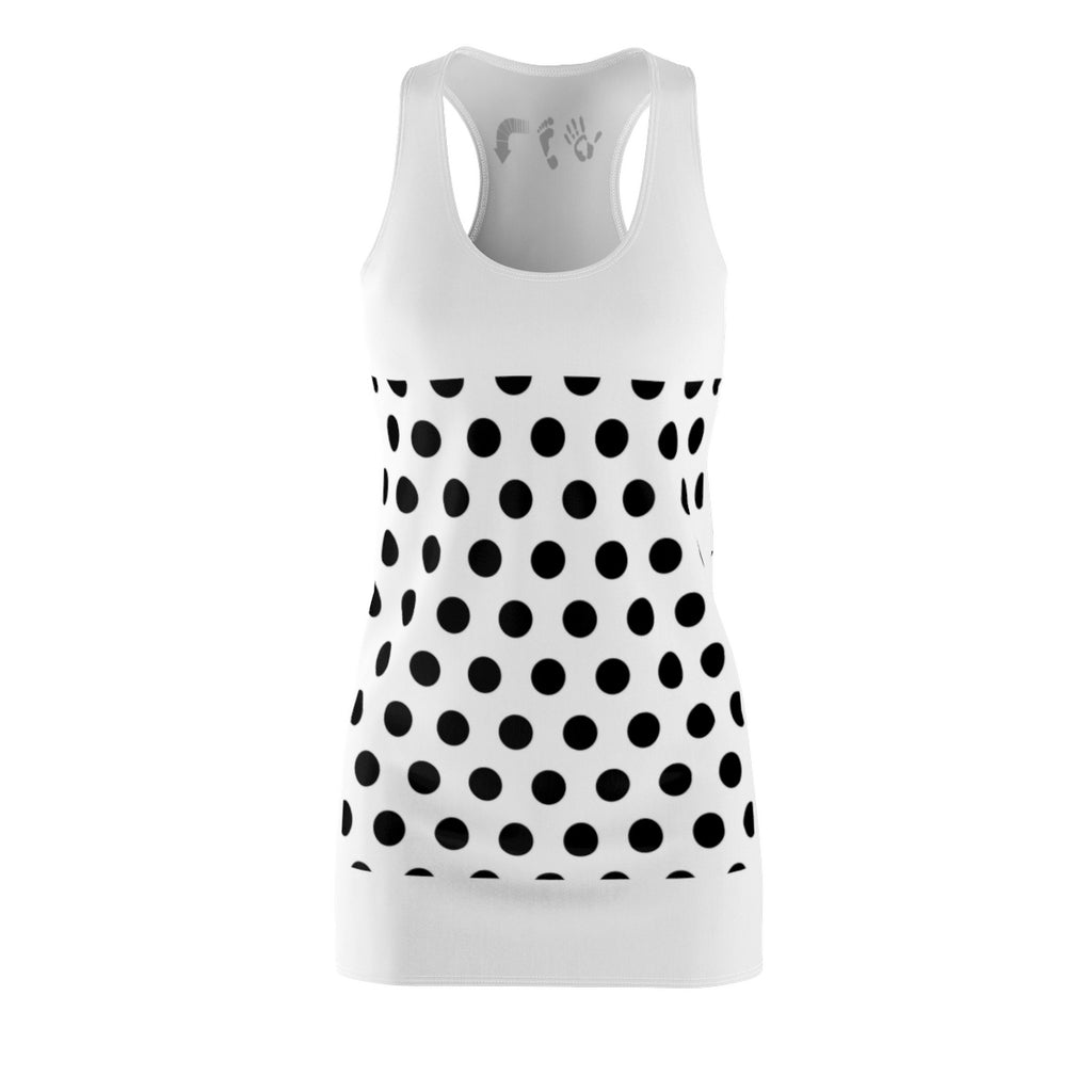 Five Toes Down Polka Dot White Cut & Sew Racerback Dress