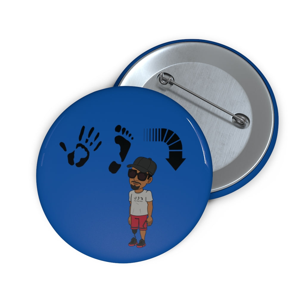 Five Toes Down Logo Pin Buttons Blue