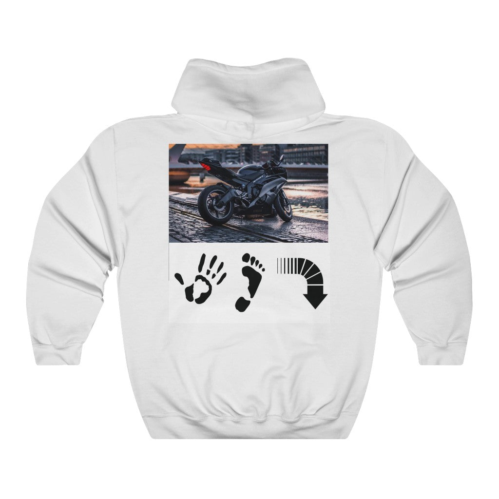 Five Toes Down Motorcycle (Back) Unisex Hooded Sweatshirt