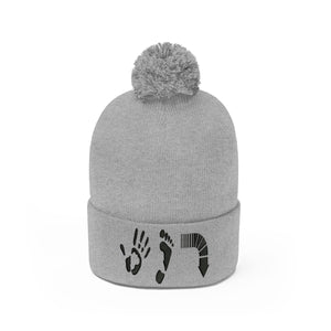 Five Toes Down Pom Pom Beanie Embroidered