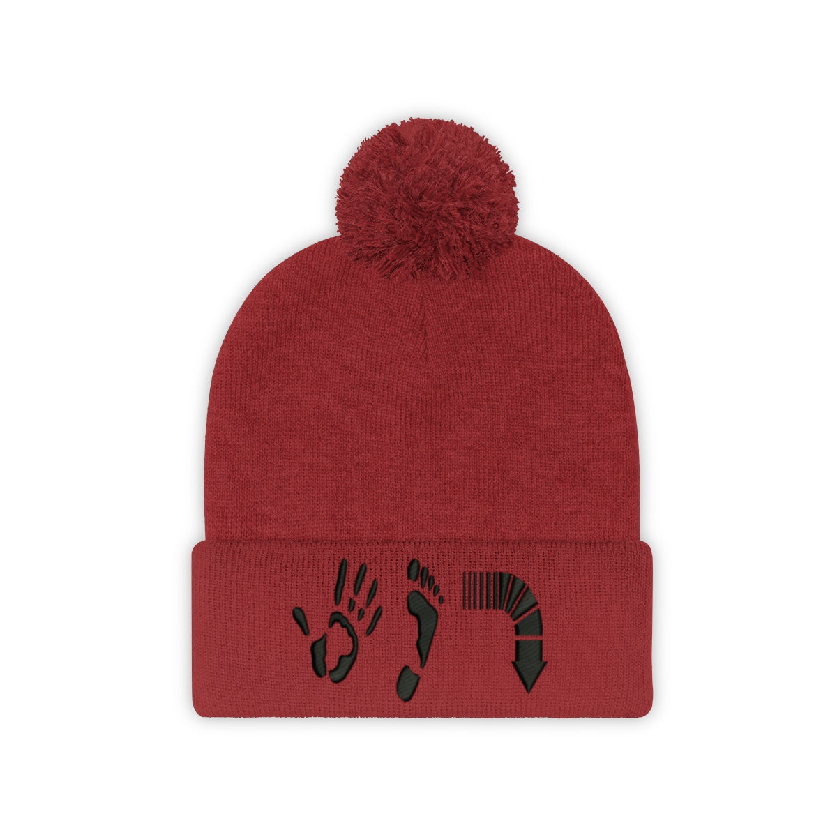 Five Toes Down Pom Pom Beanie Embroidered