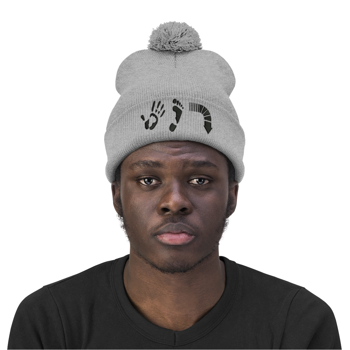 Five Toes Down Pom Pom Beanie Embroidered