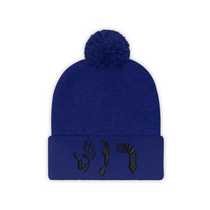 Five Toes Down Pom Pom Beanie Embroidered