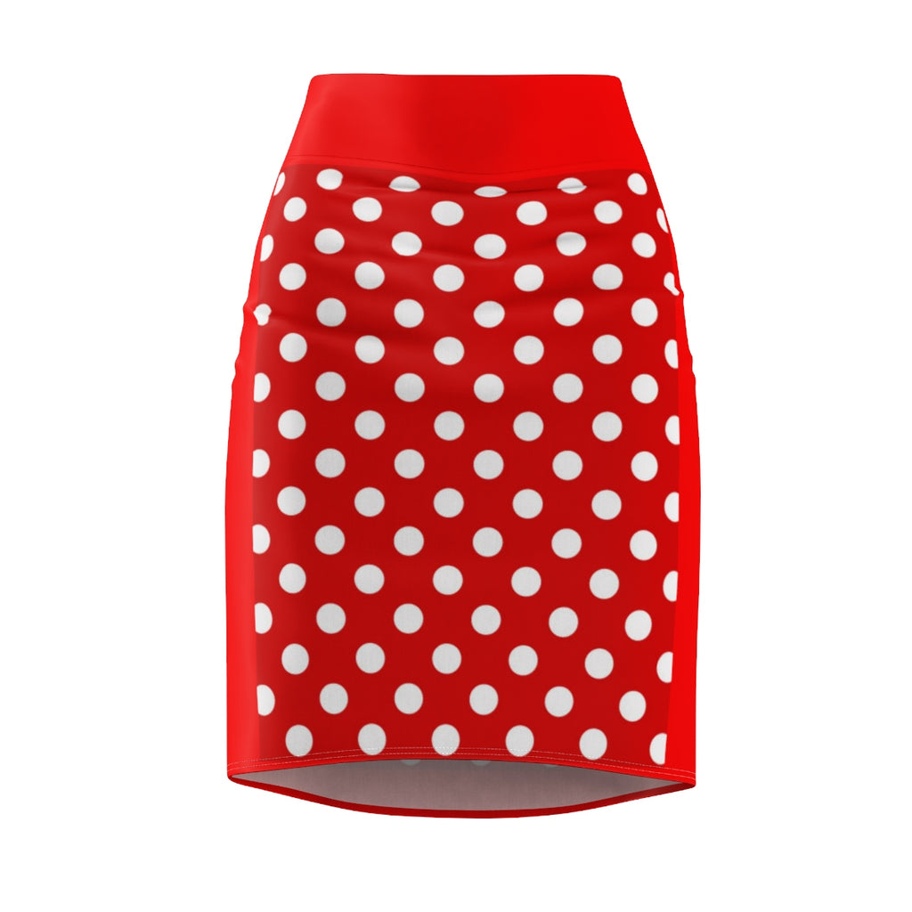 Five Toes Down Red Polka Dot Women's Pencil Skirt
