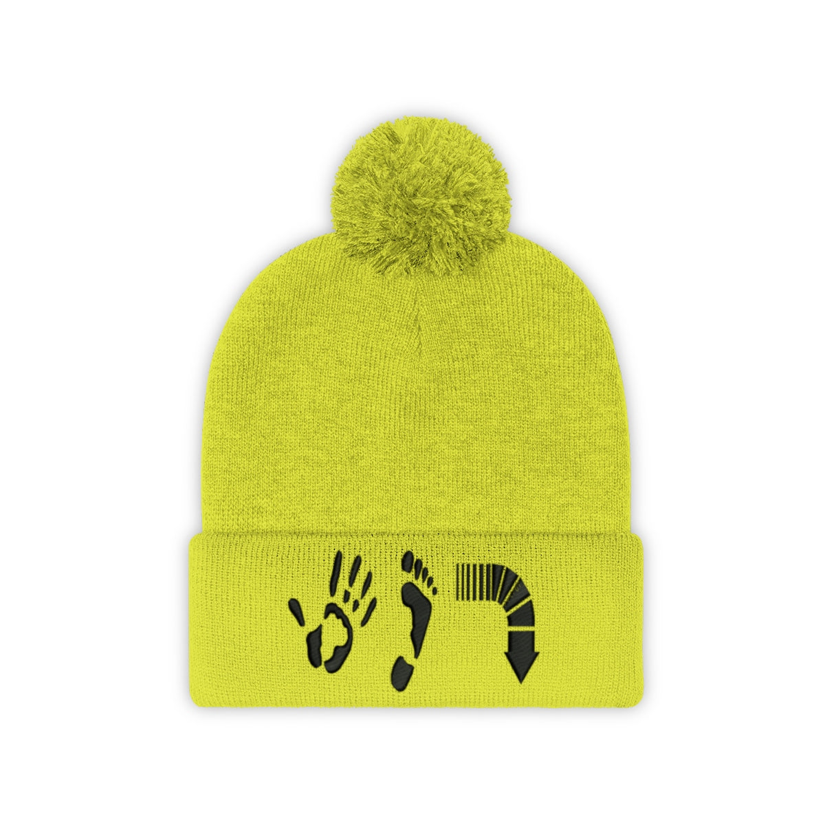 Five Toes Down Pom Pom Beanie Embroidered