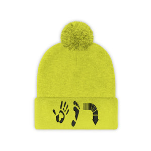 Five Toes Down Pom Pom Beanie Embroidered