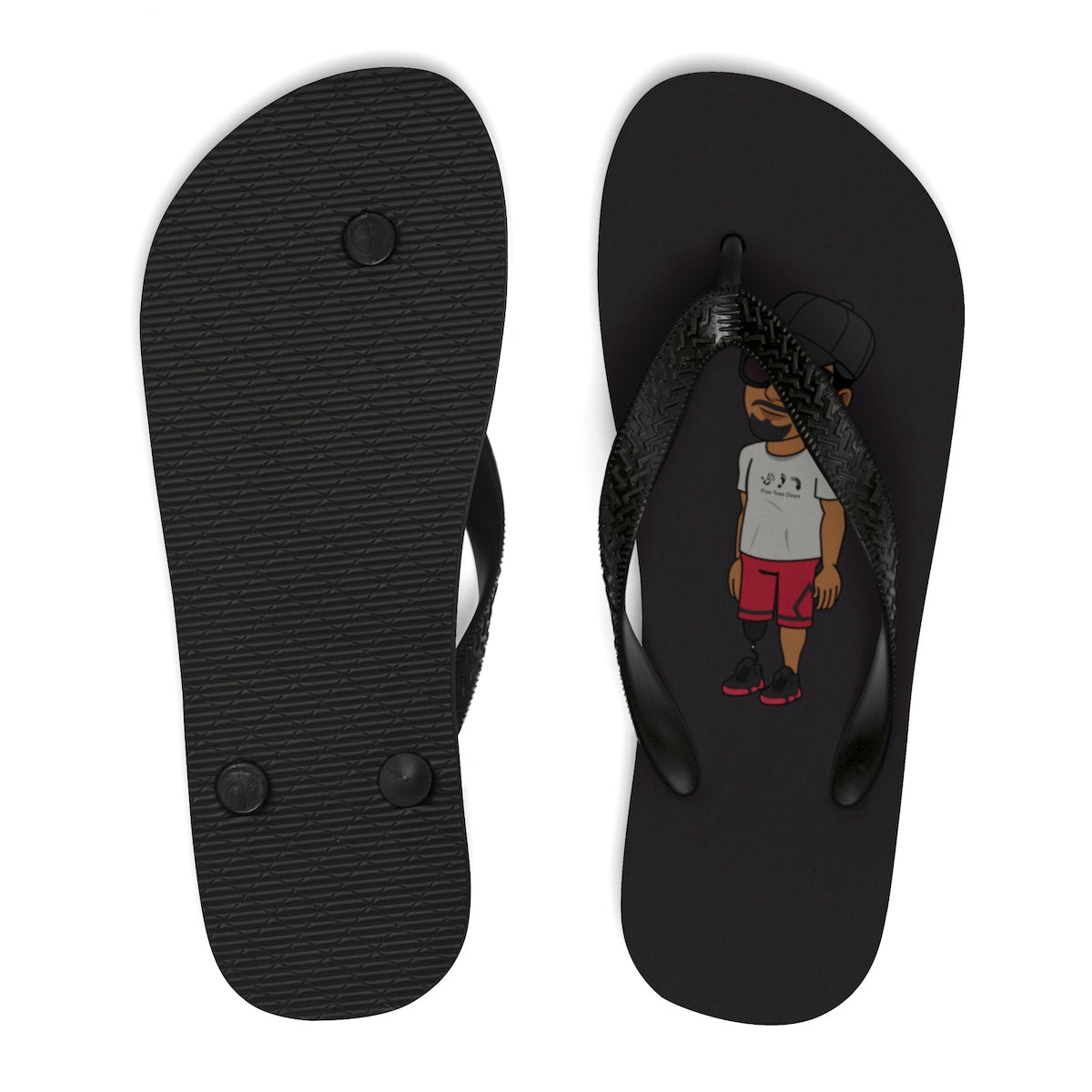 Five Toes Down Henry Blk Unisex Flip-Flops